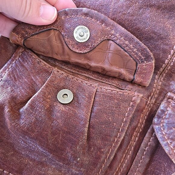 Fossil Explorer Brown Leather Foldover Crossbody Shoulder Bag Hobo Tote Purse - Picture 5 of 14